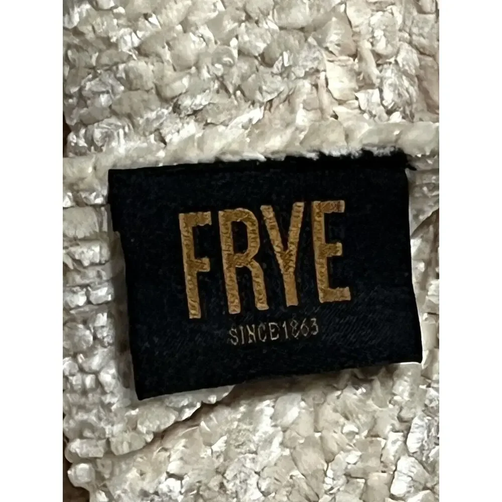 FRYE Throw Blanket Woven Chenille With Fringe Ivory Cream Beige 50 x 70